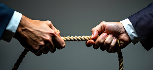 tug of war: business dispute concept